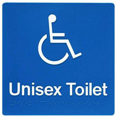 Dolphy Unisex Disabled Toilet Braille Sign Blue & White - Sydney Home Centre