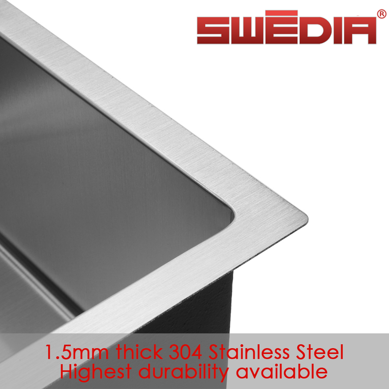 Swedia Dromma 1.5mm Thick Stainless Steel 1000mm 1 1/2 Bowl With Drainer Sink - Sydney Home Centre
