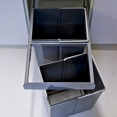 Elite Domestique Bottom Mounted 40L Twin Slide Out Concealed Waste Bin For A 400mm Cabinet Includes Integrated Door Bracket Dark Grey - Sydney Home Centre