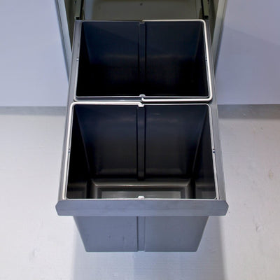 Elite Domestique Bottom Mounted 40L Twin Slide Out Concealed Waste Bin For A 400mm Cabinet Includes Integrated Door Bracket Dark Grey - Sydney Home Centre