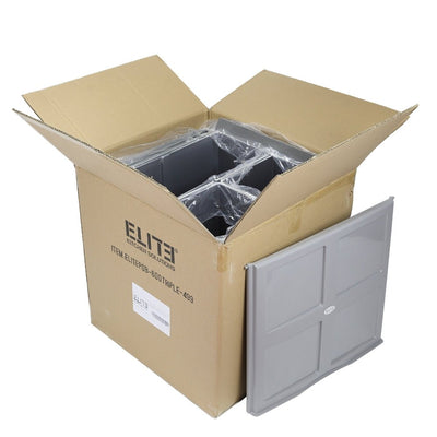 Elite Domestique Bottom Mounted 68L Triple Slide Out Concealed Waste Bin For A 600mm Cabinet Includes Optional Door Bracket Dark Grey - Sydney Home Centre