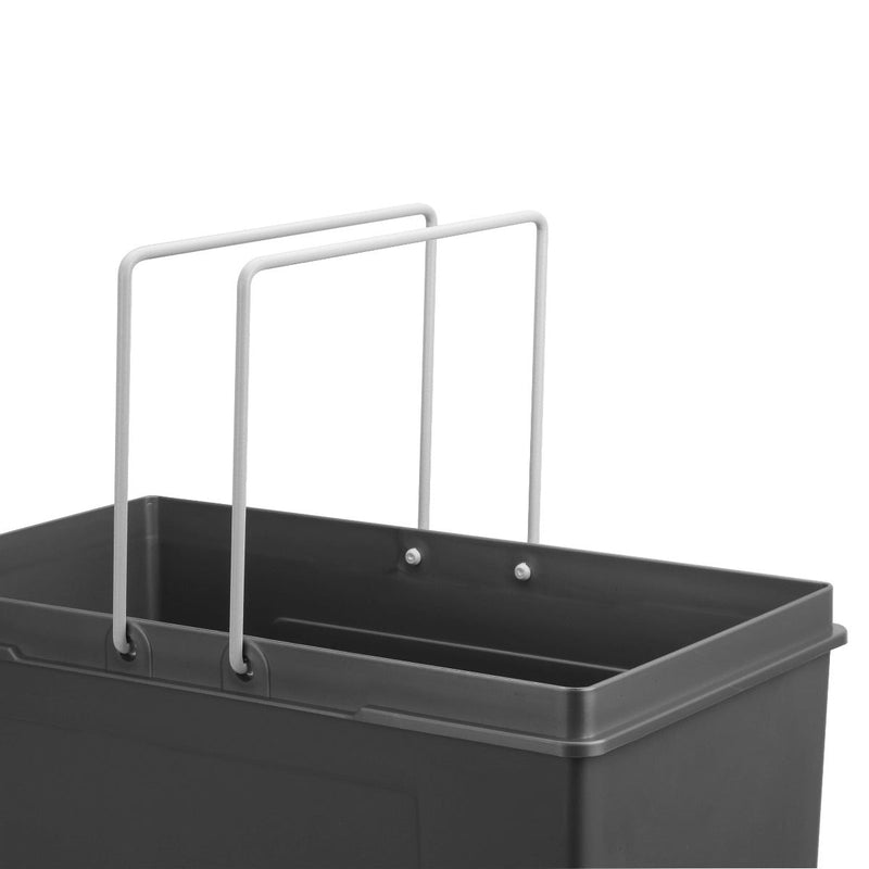 Elite Domestique Bottom Mounted 68L Triple Slide Out Concealed Waste Bin For A 600mm Cabinet Includes Optional Door Bracket Dark Grey - Sydney Home Centre