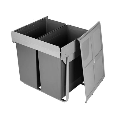 Elite Domestique Bottom Mounted 90L Twin Slide Out Concealed Waste Bin For A 600mm Cabinet Grey - Sydney Home Centre