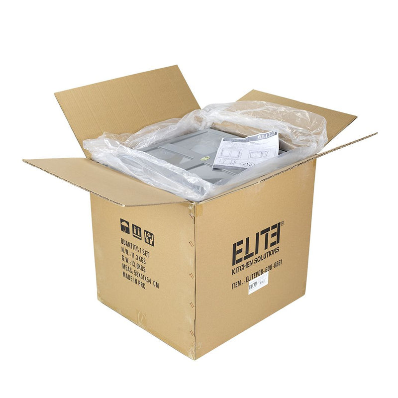 Elite Domestique Bottom Mounted 90L Twin Slide Out Concealed Waste Bin For a 600mm Cabinet Includes Integrated Door Bracket Grey - Sydney Home Centre