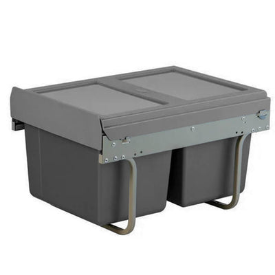 Elite Domestique Low Profile Bottom Mounted 30L Twin Slide Out Concealed Waste Bin For A 400mm Cabinet Dark Grey - Sydney Home Centre