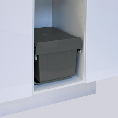 Elite Domestique Low Profile Bottom Mounted 30L Twin Slide Out Concealed Waste Bin For A 400mm Cabinet Dark Grey - Sydney Home Centre