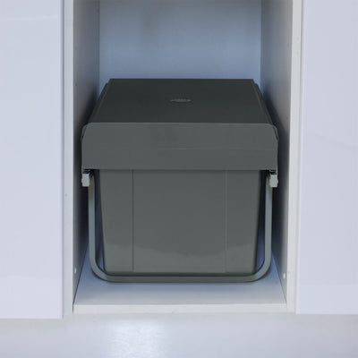 Elite Domestique Low Profile Bottom Mounted 30L Twin Slide Out Concealed Waste Bin For A 400mm Cabinet Dark Grey - Sydney Home Centre