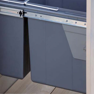 Elite Domestique Slim Profile Bottom Mounted 30L Twin Slide Out Concealed Waste Bin For A 300mm Cabinet Includes Integrated Door Bracket Dark Grey - Sydney Home Centre