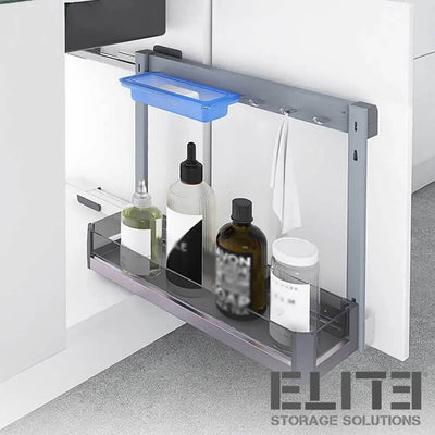 Elite Galley Side Mounted Undersink Cleaning Pull - Out Storage With Lift - Off Baskets Chrome - Sydney Home Centre