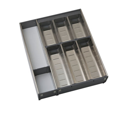 Elite Stainless Steel Chef Series Drawer Organiser With Adjustable 8 Tray Grey - Sydney Home Centre