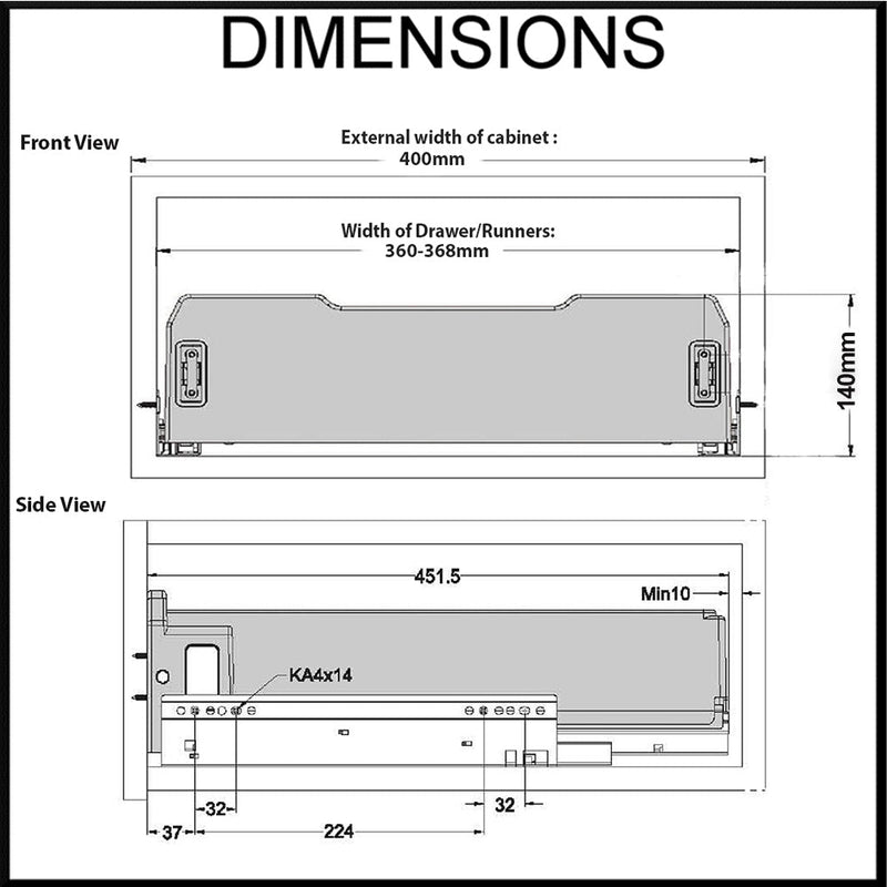 Elite Kitchen Pull - Out Drawer For 400mm Cabinet Grey - Sydney Home Centre