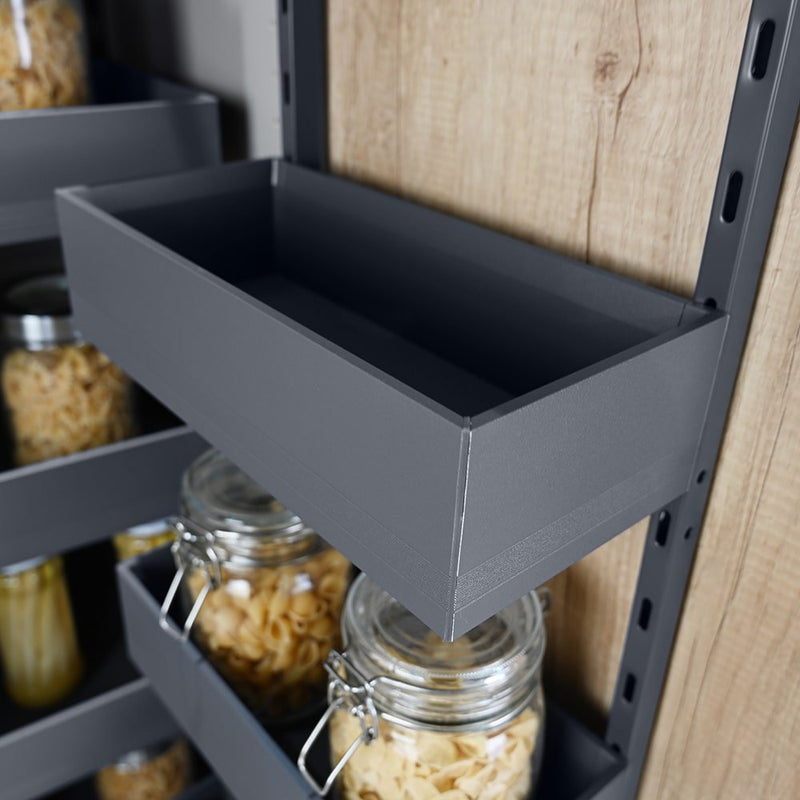 Elite Nero Open-Out Tandem Pantry 1700mm Height For 600mm Wide Cabinet Internal Unit Dark Grey - Sydney Home Centre