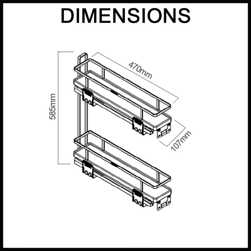 Elite Provedore Left Side Mount Pull - Out Under - Bench Storage For 150mm Cabinet Grey - Sydney Home Centre