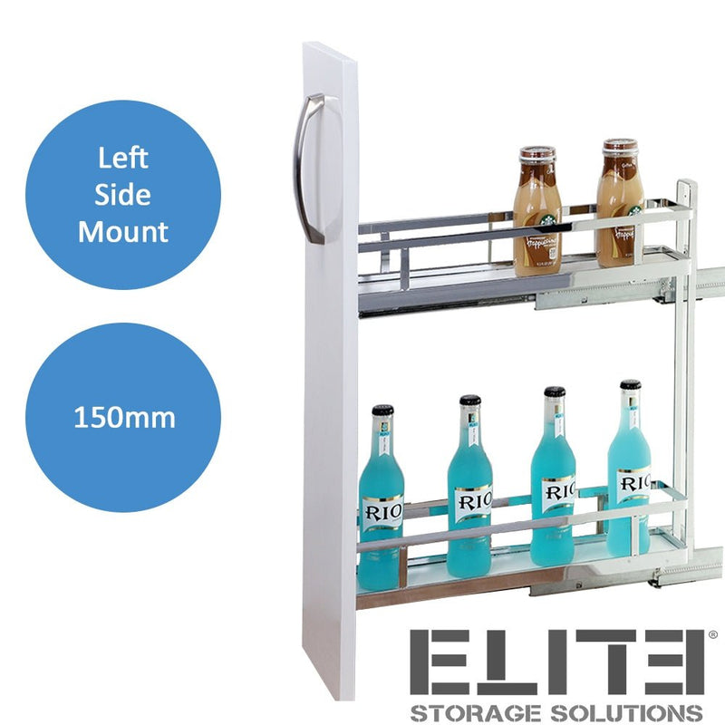 Elite Provedore Left Side Mount Pull - Out Under - Bench Storage For 150mm Cabinet Grey - Sydney Home Centre