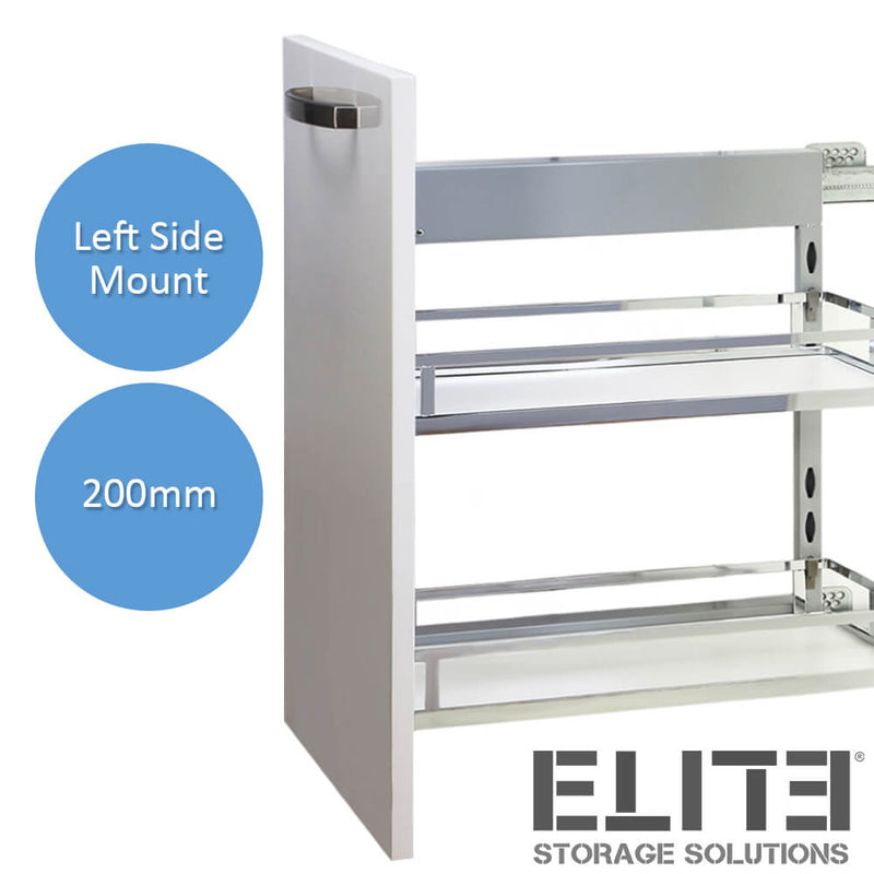 Elite Provedore Left Side Mount Pull - Out Under - Bench Storage For 200mm Cabinet Grey - Sydney Home Centre