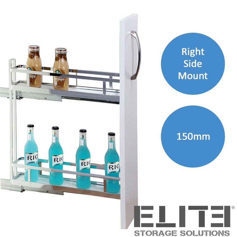 Elite Provedore Right Side Mount Pull - Out Under - Bench Storage For 150mm Cabinet Grey - Sydney Home Centre