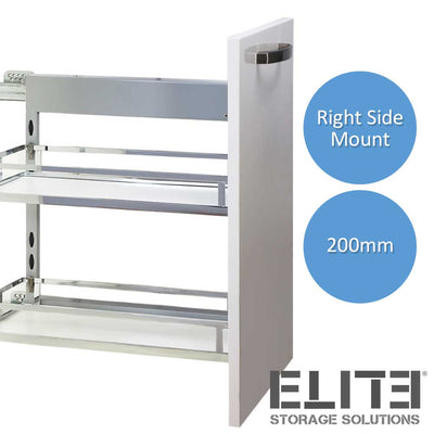 Elite Provedore Right Side Mount Pull - Out Under - Bench Storage For 200mm Cabinet Grey - Sydney Home Centre