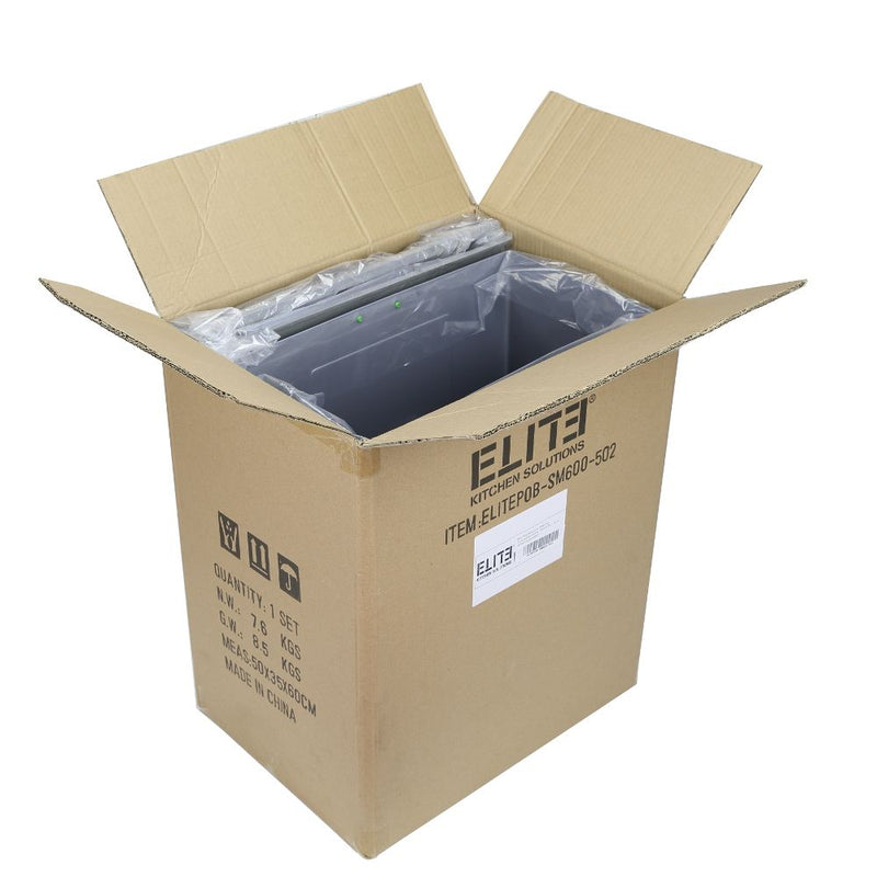 Elite Valet Side Mounted 90L Twin Slide Out Concealed Waste Bin For A 600mm Cabinet Includes Integrated Door Bracket Grey - Sydney Home Centre