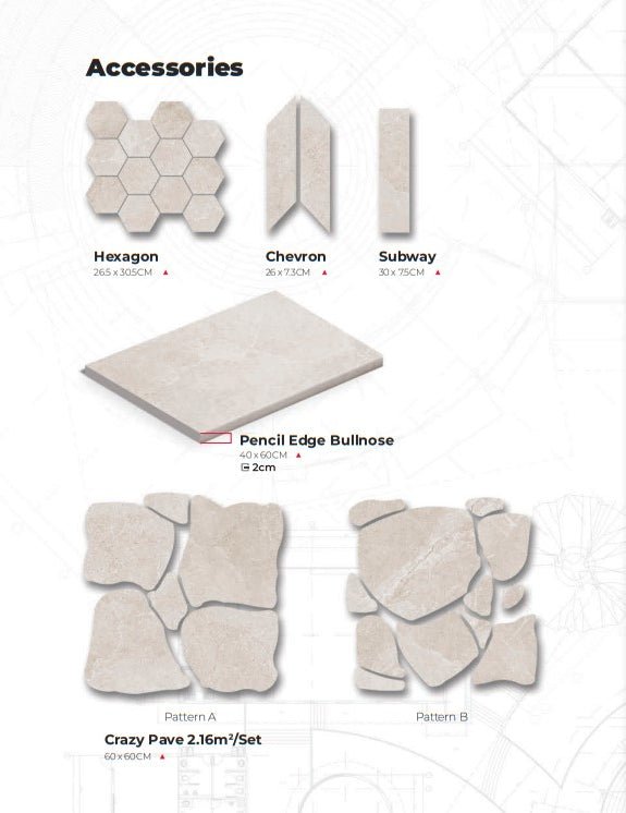 ENZO Sand Hexagon Mosaic 265X305 SurfaceTec® - Sydney Home Centre