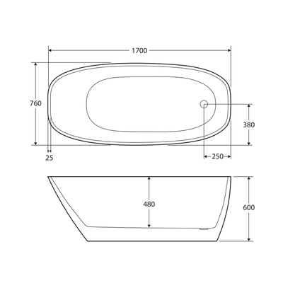 Fienza Athenia Freestanding Acrylic Bath White - Sydney Home Centre