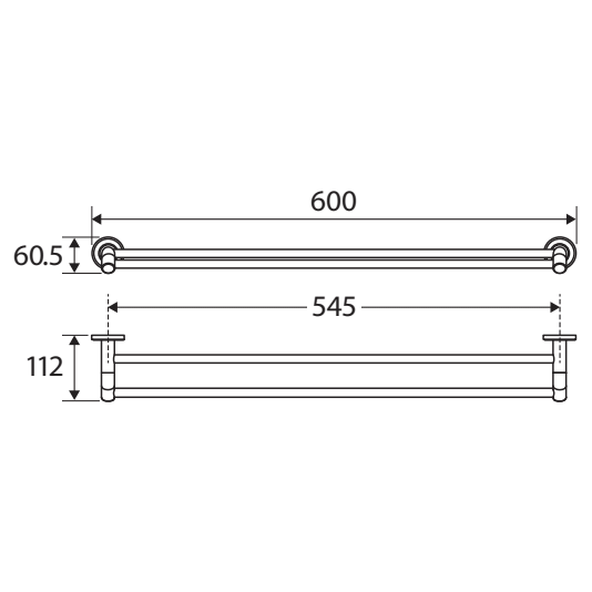 Fienza Axle 600mm Double Towel Rail Chrome - Sydney Home Centre