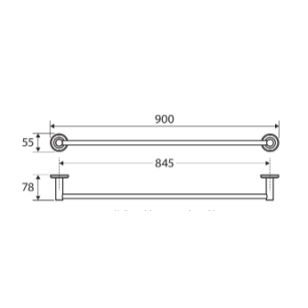 Fienza Axle 900mm Single Towel Rail Brushed Nickel - Sydney Home Centre