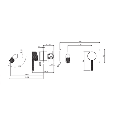 Fienza Axle Basin / Bath Wall Mixer 160mm With Outlet Brushed Nickel - Sydney Home Centre