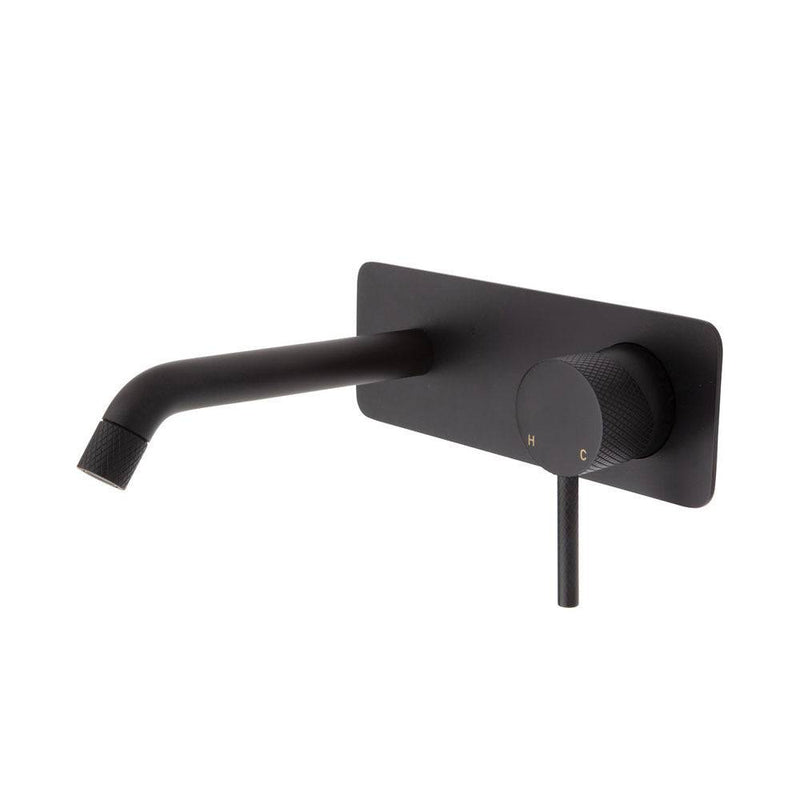 Fienza Axle Basin / Bath Wall Mixer 160mm With Outlet Matte Black - Sydney Home Centre