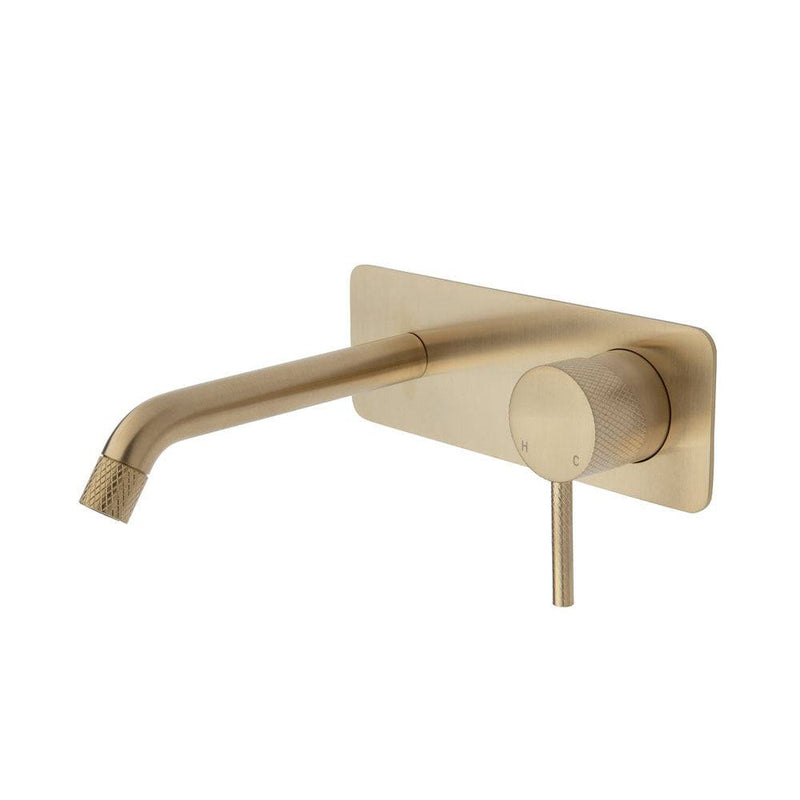Fienza Axle Basin / Bath Wall Mixer 160mm With Outlet Urban Brass - Sydney Home Centre