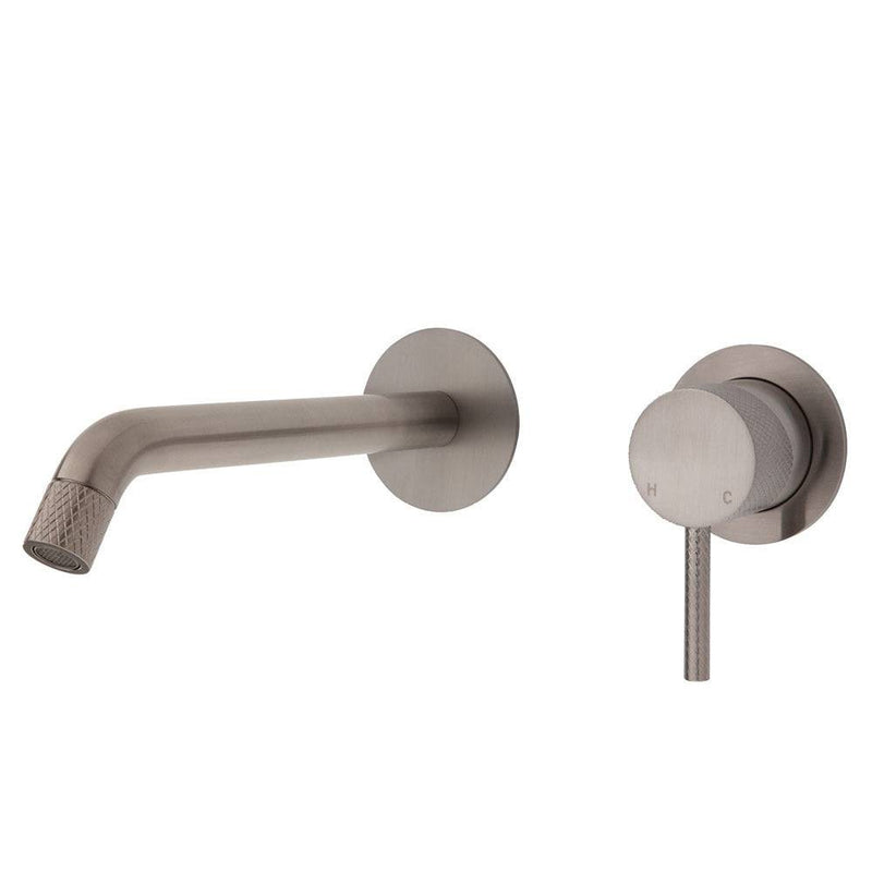 Fienza Axle Basin / Bath Wall Mixer 200mm With Outlet Brushed Nickel - Sydney Home Centre