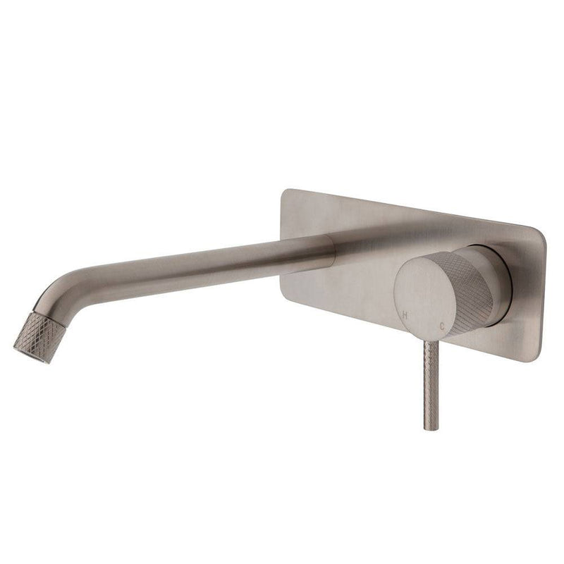 Fienza Axle Basin / Bath Wall Mixer 200mm With Outlet Brushed Nickel - Sydney Home Centre