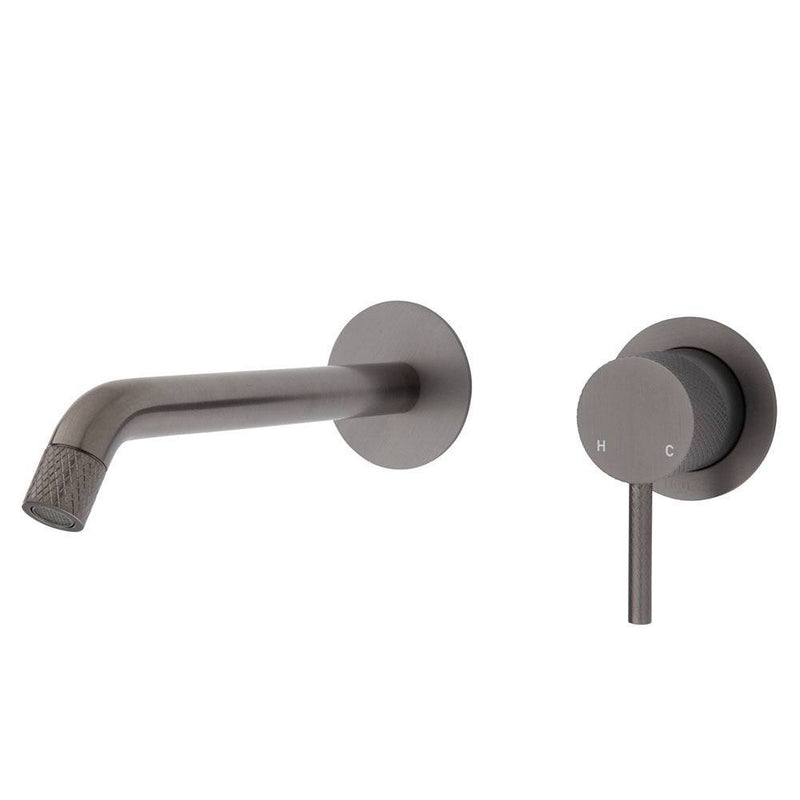 Fienza Axle Basin / Bath Wall Mixer 200mm With Outlet Gun Metal - Sydney Home Centre