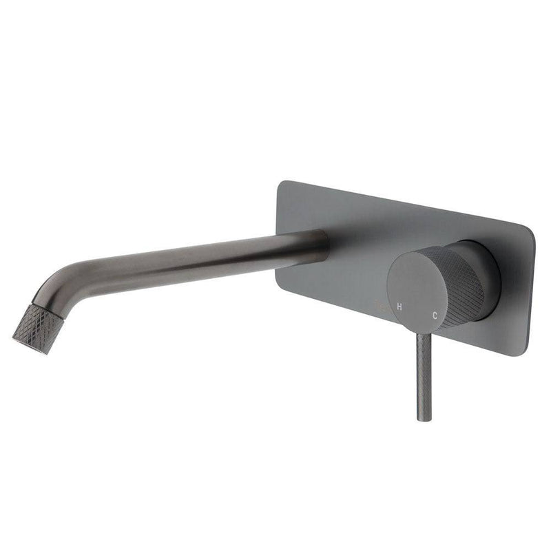 Fienza Axle Basin / Bath Wall Mixer 200mm With Outlet Gun Metal - Sydney Home Centre