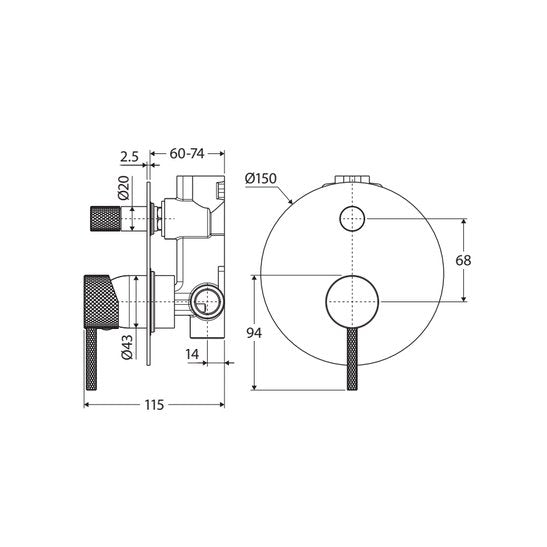 Fienza Axle Wall Diverter Mixer Chrome - Sydney Home Centre