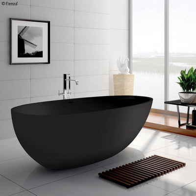 Fienza BAHAMA 1700mm Cast Stone Bath Matte Black - Sydney Home Centre