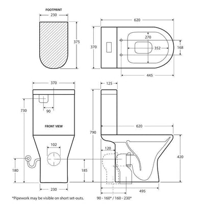 Fienza CHICA Close-Coupled Toilet Suite S-Trap 90mm - 160mm White - Sydney Home Centre