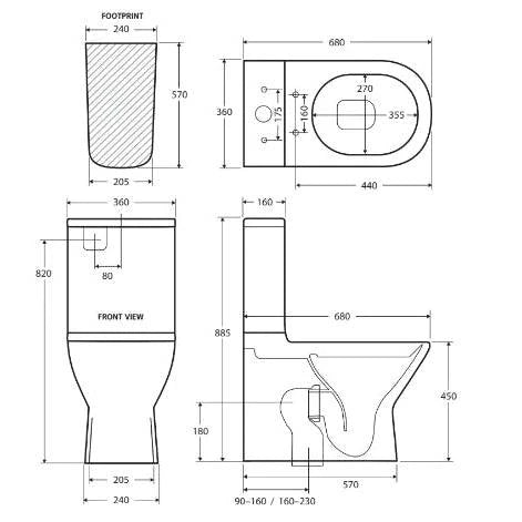 Fienza Delta Back-To-Wall Toilet Suite S-Trap 160mm - 230mm White - Sydney Home Centre