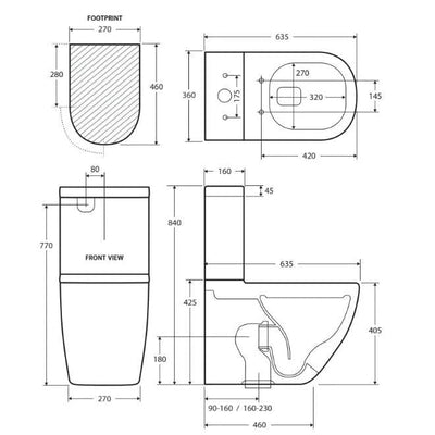 Fienza Empire Back-To-Wall Toilet Suite S Trap 160mm - 230mm White - Sydney Home Centre