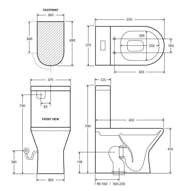Fienza Escola Back-To-Wall Toilet Suite S-Trap 90mm - 160mm White - Sydney Home Centre