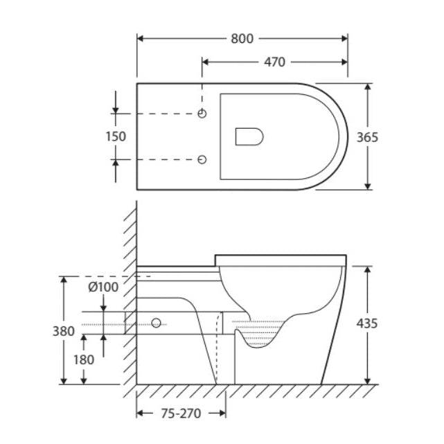 Fienza Isabella Care Back-to-Wall Toilet Suite S Trap White - Pan + Grey Seat + R&T In-Wall Cistern + Care Raised White Flush Buttons - Sydney Home Centre