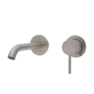 Fienza Kaya Basin / Bath Wall Mixer 160mm Outlet Set Brushed Nickel - Sydney Home Centre