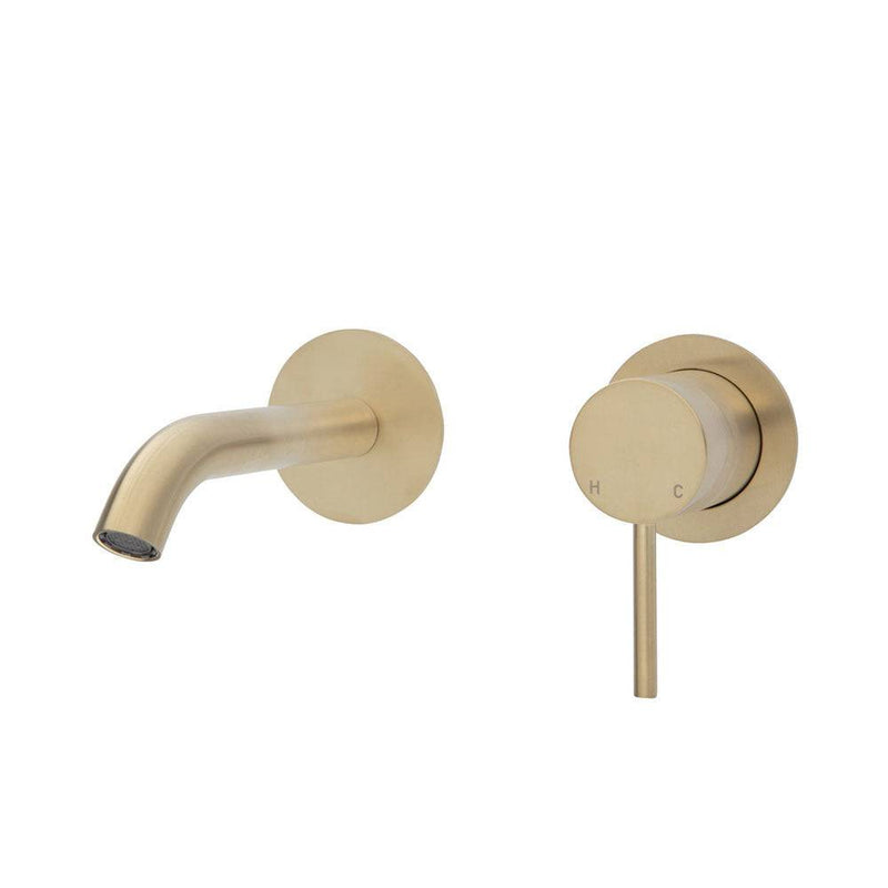 Fienza Kaya Basin / Bath Wall Mixer 160mm Outlet Set Urban Brass - Sydney Home Centre