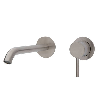 Fienza Kaya Basin / Bath Wall Mixer 200mm Outlet Set Brushed Nickel - Sydney Home Centre