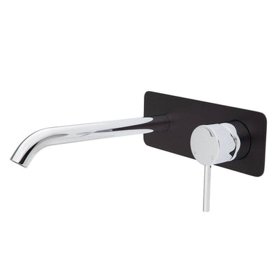 Fienza Kaya Basin / Bath Wall Mixer 200mm Outlet Set Chrome & Matte Black - Sydney Home Centre