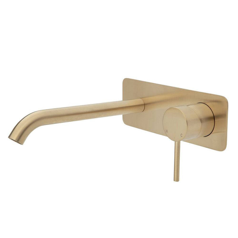 Fienza Kaya Basin / Bath Wall Mixer 200mm Outlet Set Urban Brass - Sydney Home Centre