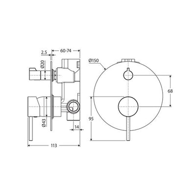 Fienza Kaya Diverter Mixer Chrome - Sydney Home Centre