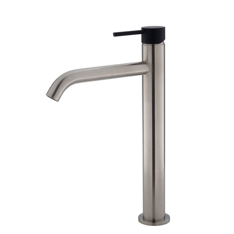 Fienza Kaya Tall Basin Mixer Brushed Nickel & Matte Black - Sydney Home Centre