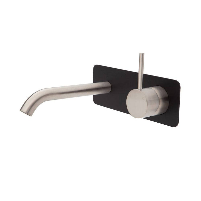 Fienza Kaya Up Basin / Bath Wall Mixer 160mm Outlet Set Brushed Nickel & Matte Black - Sydney Home Centre