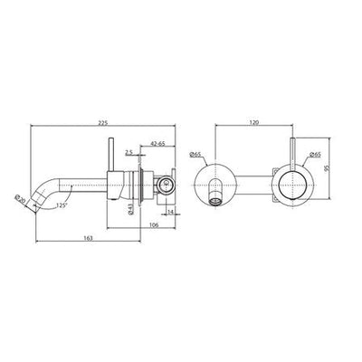 Fienza Kaya Up Basin / Bath Wall Mixer 160mm Outlet Set Brushed Nickel - Sydney Home Centre