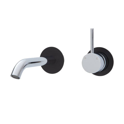 Fienza Kaya Up Basin / Bath Wall Mixer 160mm Outlet Set Chrome & Matte Black - Sydney Home Centre